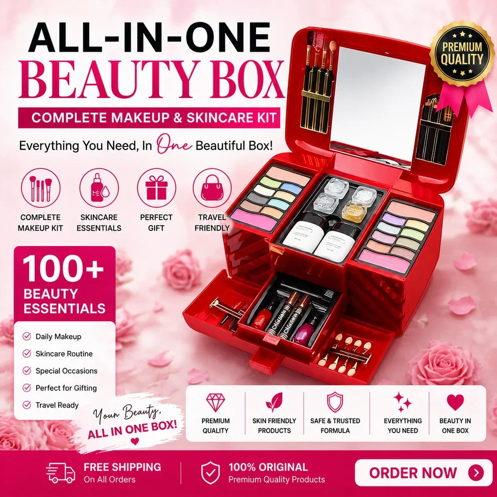 Classic Deluxe vanity case Makeup kit | All in One Product Makeup Sets for Girls Red Box