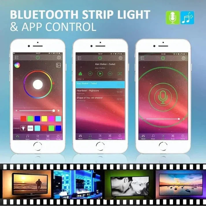 Romwish 3M LED TV Backlight Strip – Bluetooth App Control, 16M Colors, Music Sync for 40-60" TVs