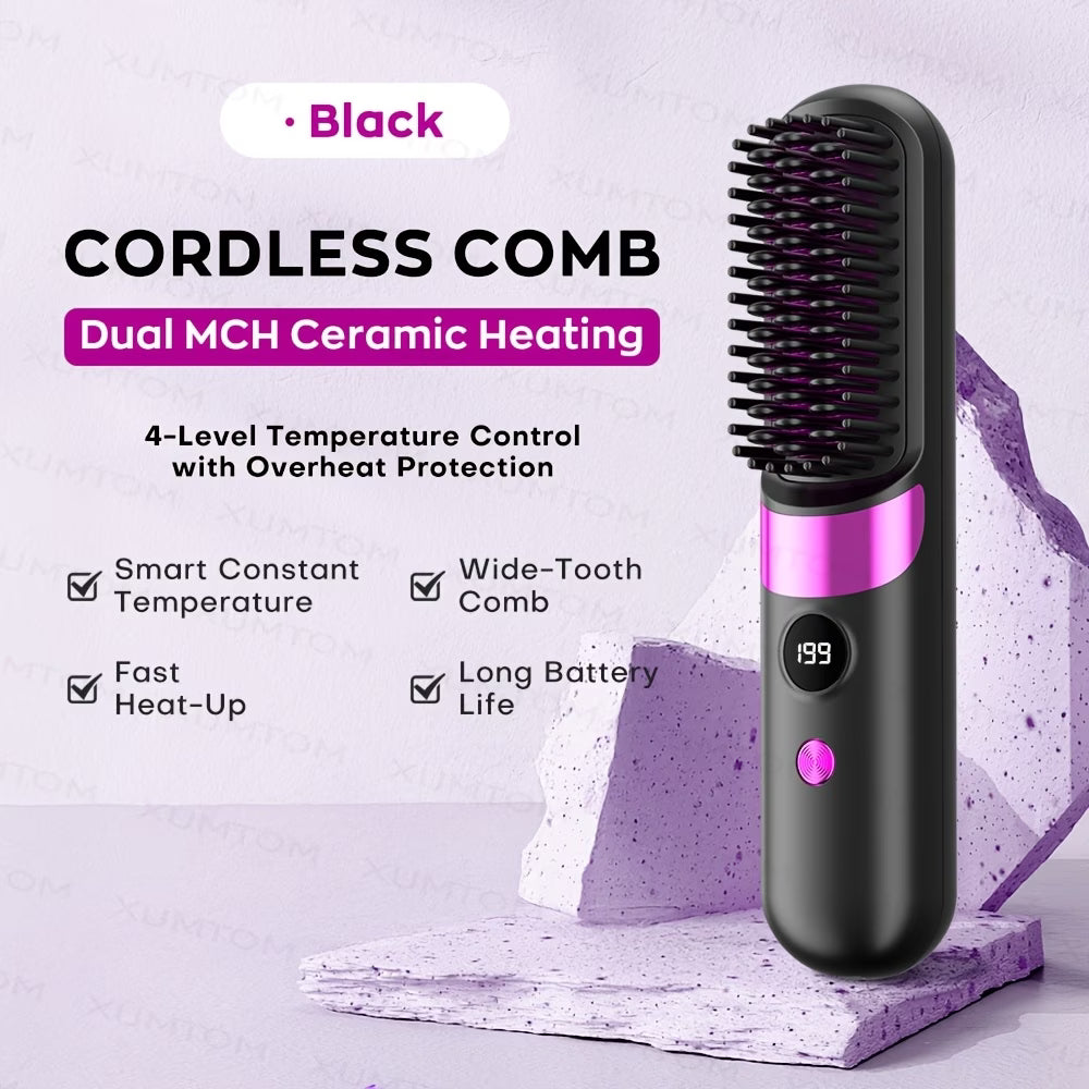2 in 1 Cordless Hair Straightener Brush
