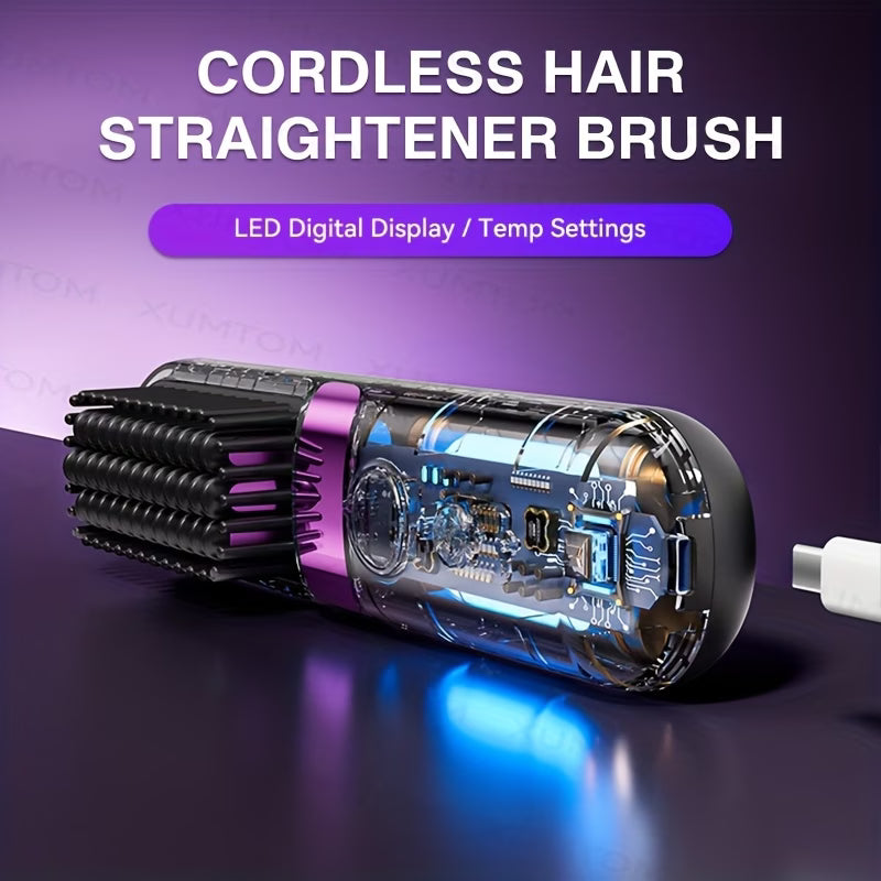 2 in 1 Cordless Hair Straightener Brush