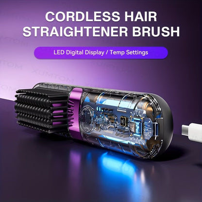 2 in 1 Cordless Hair Straightener Brush