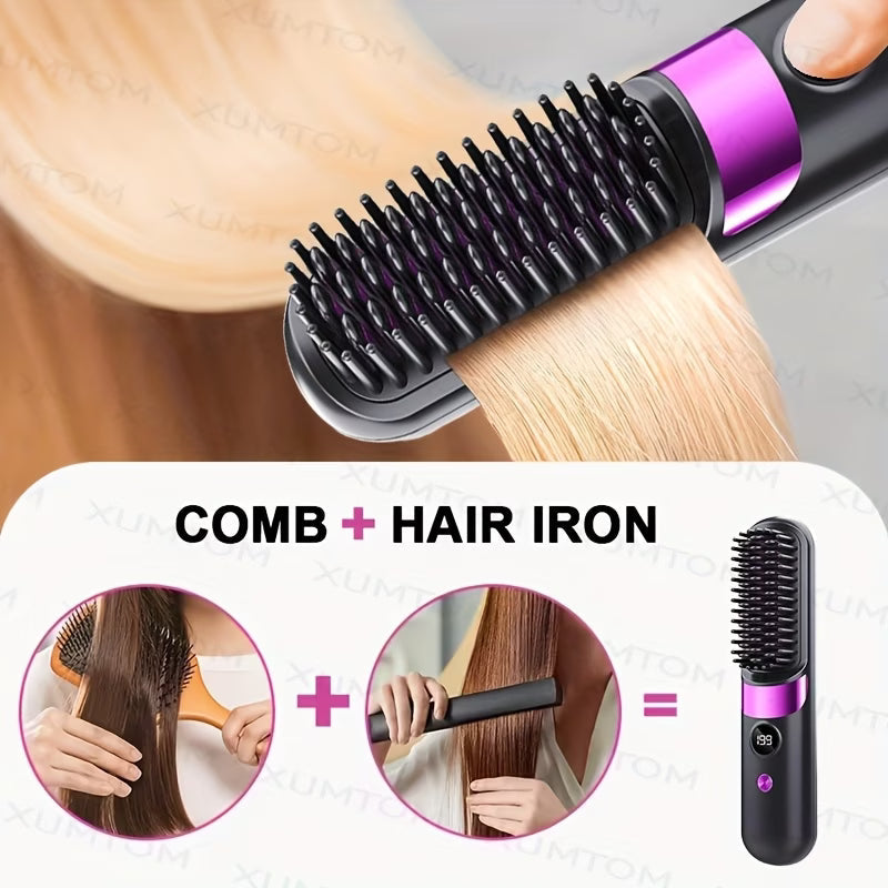 2 in 1 Cordless Hair Straightener Brush