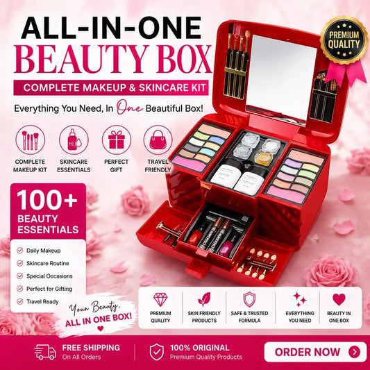Classic Deluxe vanity case Makeup kit | All in One Product Makeup Sets for Girls  Red Box
