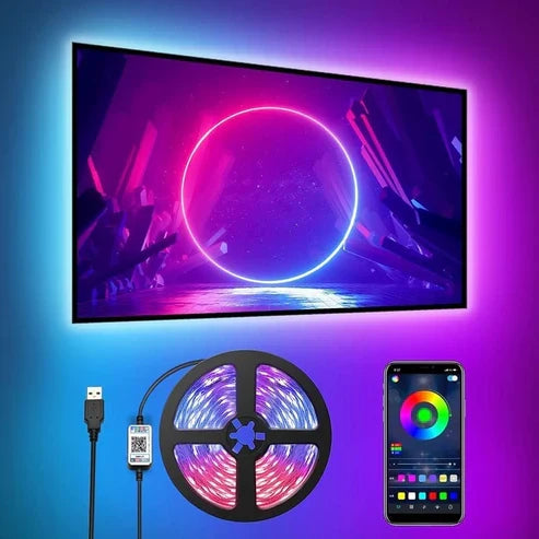 Romwish 3M LED TV Backlight Strip – Bluetooth App Control, 16M Colors, Music Sync for 40-60" TVs