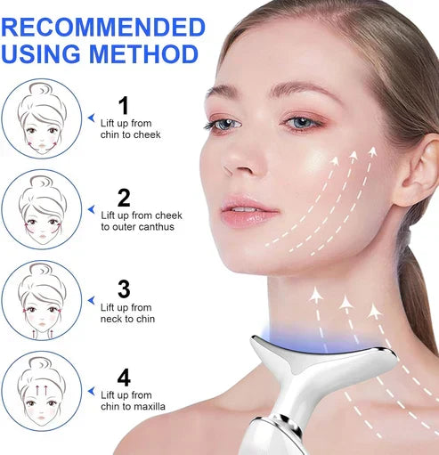 Facial Neck Lifting Machine Sonic Face Massager Beauty Device,Wrinkles Remover Skin Rejuvenation Anti-aging Rechargeable 3 Modes,Black