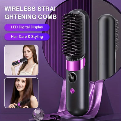 2 in 1 Cordless Hair Straightener Brush
